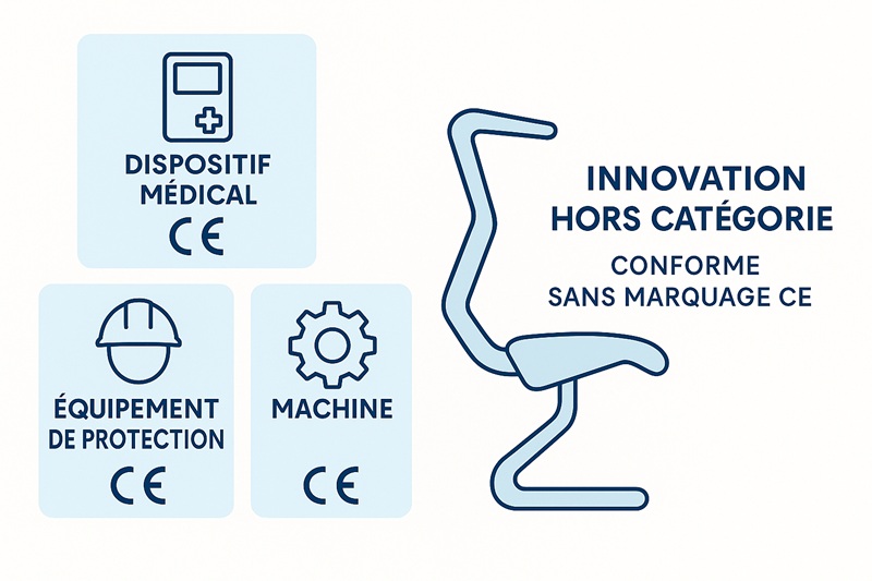 infographie des dispositifs nécessitants le marquage CE par opposition au dispositif Perdelle
